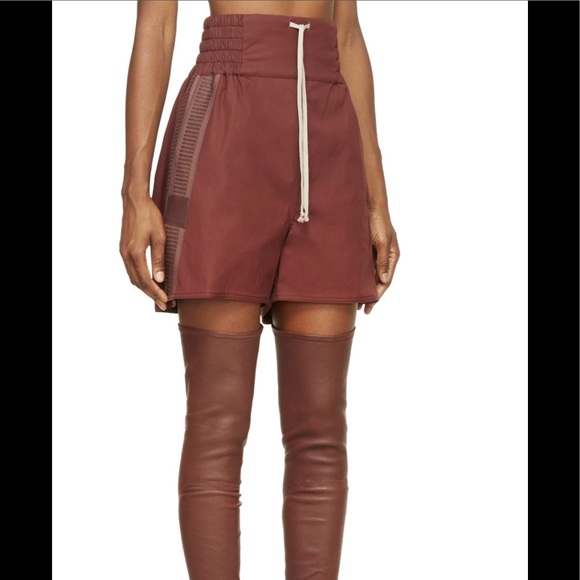 Rick Owens Runway Designer Oxblood Leather Shorts - Picture 2 of 4